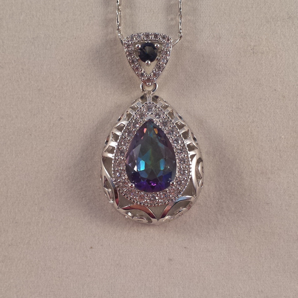 Jewelry - 18K White Gold Mystic Topaz Vine Pendant Necklace Jewelry - 18K White Gold Mystic Topaz Vine Pendant Necklace